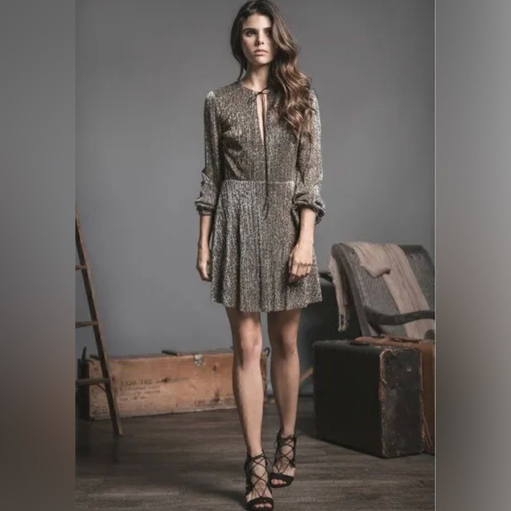 J.O.A. gold metallic dress with cut out back